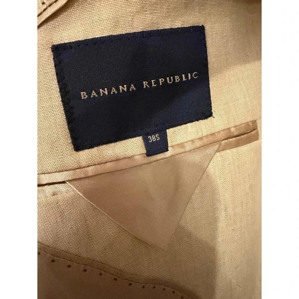 Banana Republic Blazer‎ Mens 38S Tan Linen Cotton Blend 3 Button Coat Jacket